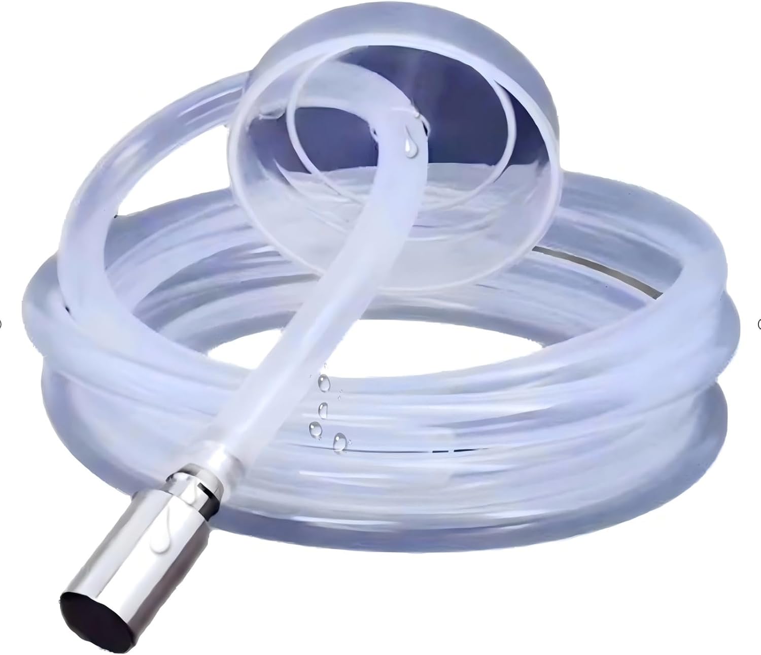 Food-Grade Silicone Water Dispenser Hose (6.56ft) - Compatible with 5-Gallon Bucket Electric Water Pumps, Equipped with 304 Stainless Steel Countersunk Head (0.28-0.35in Interface)
