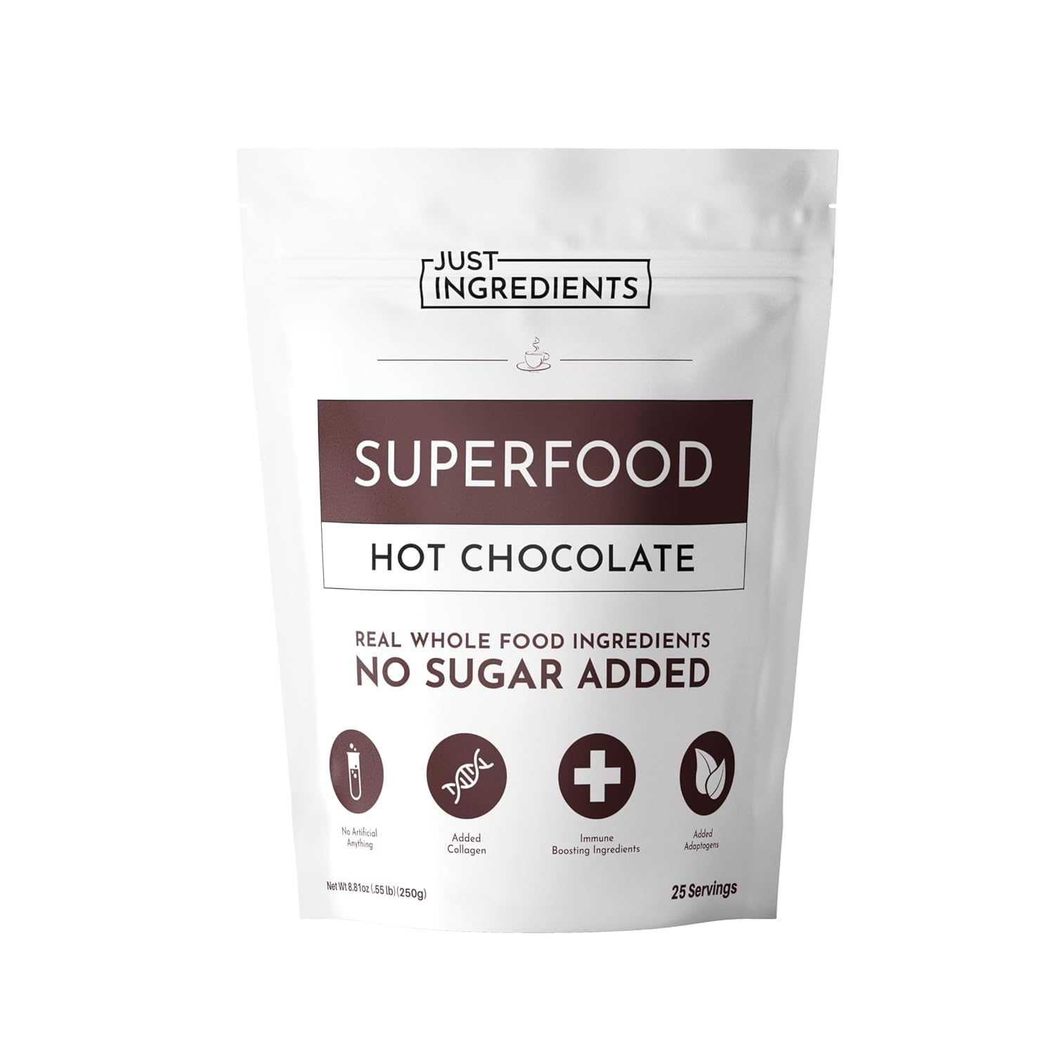 Superfood Hot Chocolate | 25 Servings | With Grass-fed Collagen, Organic Cacao, Cinnamon, Ashwagandha, Turmeric & Lion’s Mane | No Sugar Added | Supports Gut Health, Immunity & Cognitive Function*