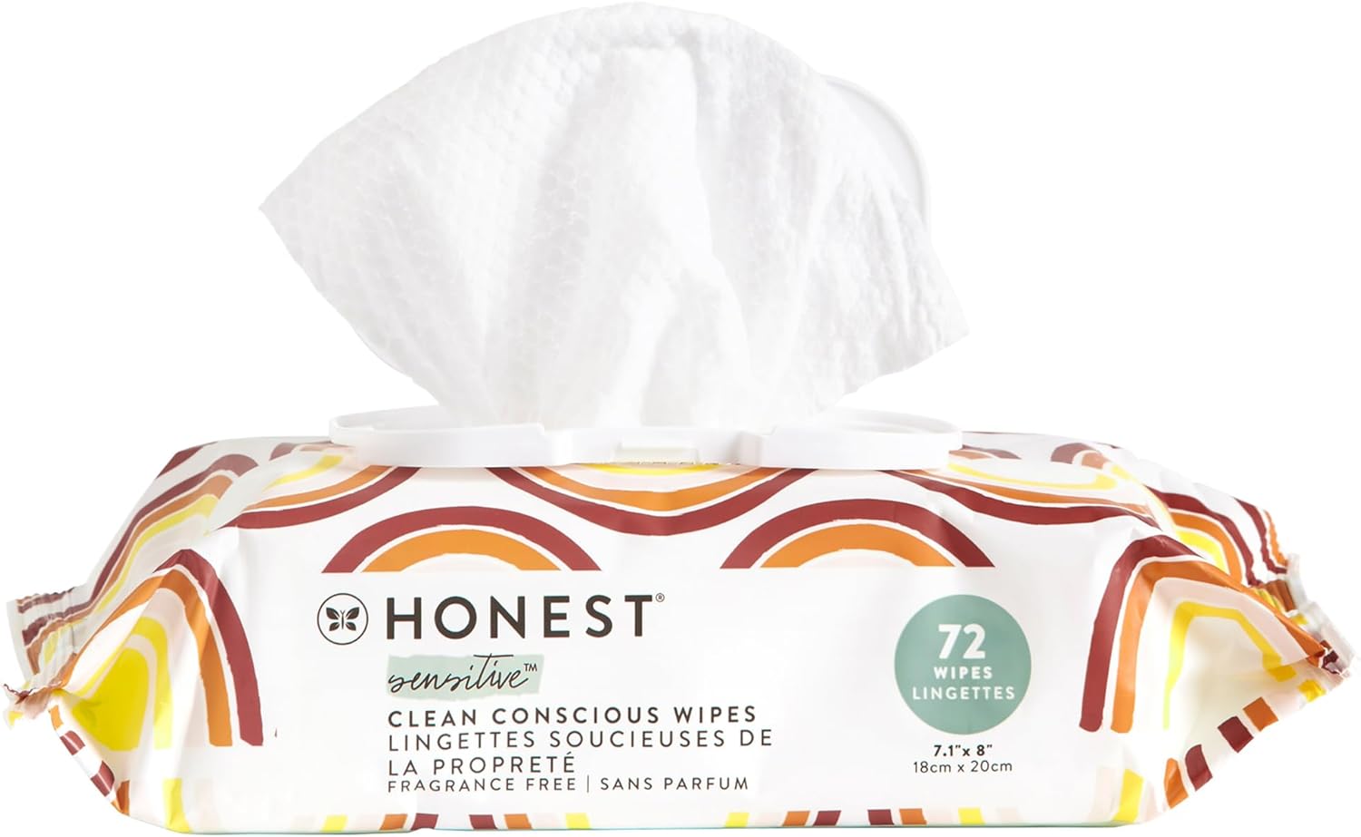 Getue Clean Conscious Wipes | 100% Plant-Based, 99% Water, Baby Wipes | Hypoallergenic, Dermatologist Tested | Rainbow, 72 Count, 36-T40, 72 unité (Lot de 1)