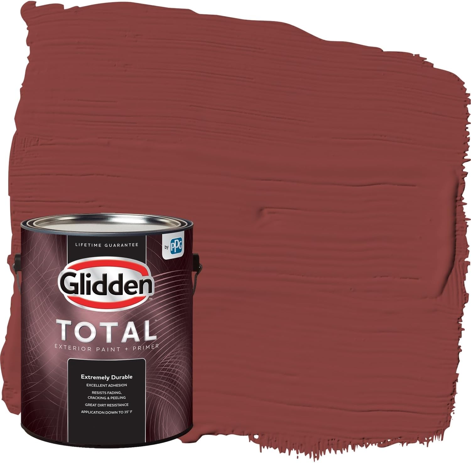 Glidden Total 1 gal. Brick Dust/Red Satin Exterior Paint with Primer
