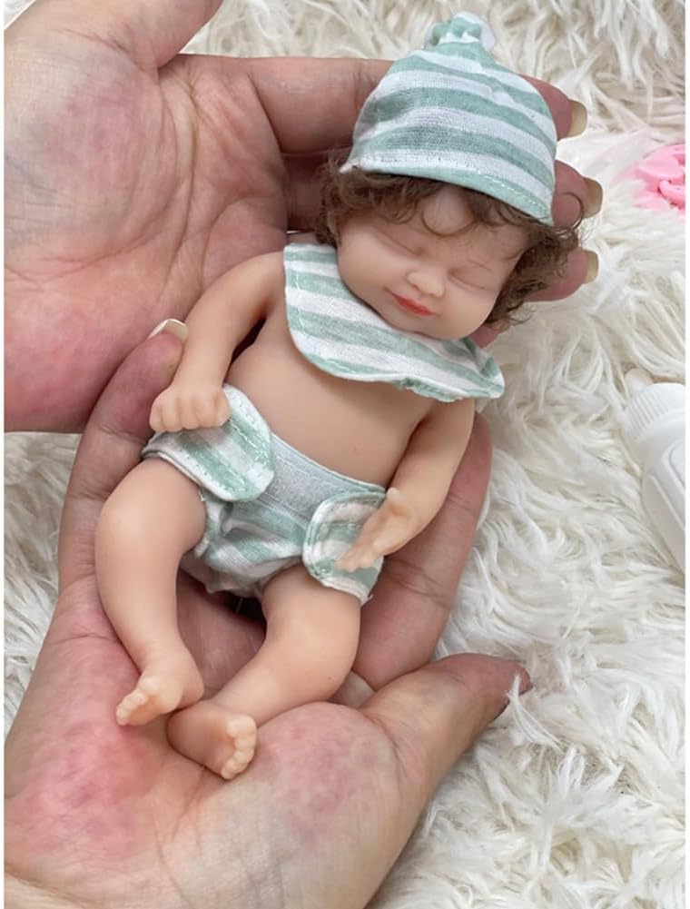 Lonian 7 Inch Mini Full Baby Doll Silicone Doll Small Realistic Miniature Baby Dolls Silicone Full Body Stress Relief Dolls