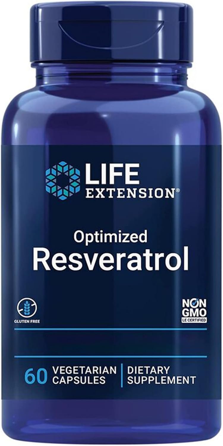 Life Extension, Optimized Resveratrol, with Resveratrol and Quercetin, 60 Vegan Tablets, Laboratory Tested, Vegetarian, Gluten Free, Non-GMO