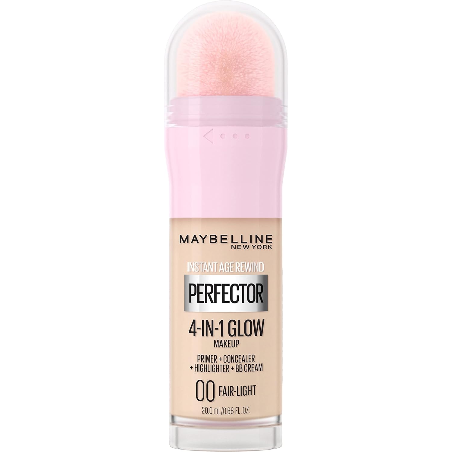 Maybelline New York Instant Age Rewind Instant Perfector 4-In-1 Glow Makeup - Primer, Concealer, Highlighter and BB Cream in 1, Fair/Light, 0.68 fl oz