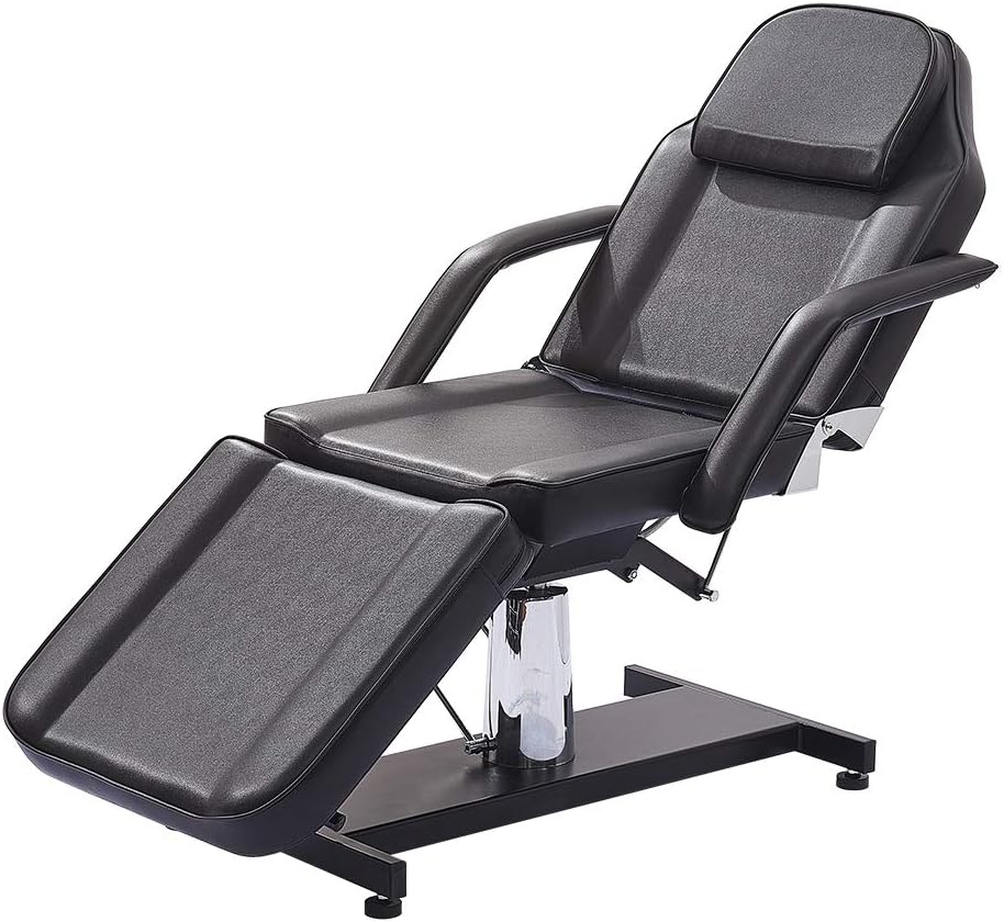 Panana Hydraulic Massage Table, Tattoo SPA Beauty Care Salon Bed Therapy Couch Salon Chair with Chrome Stable Base1 (Black)