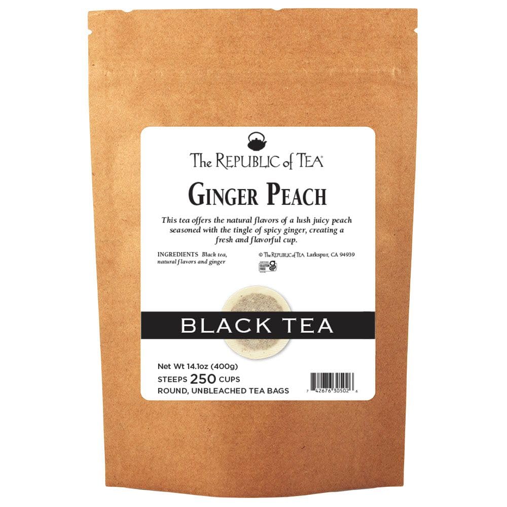 The Republic of Tea - Ginger Peach Black Tea, 250 Tea Bags, Premium Ingredients, Gourmet Longevity Tea