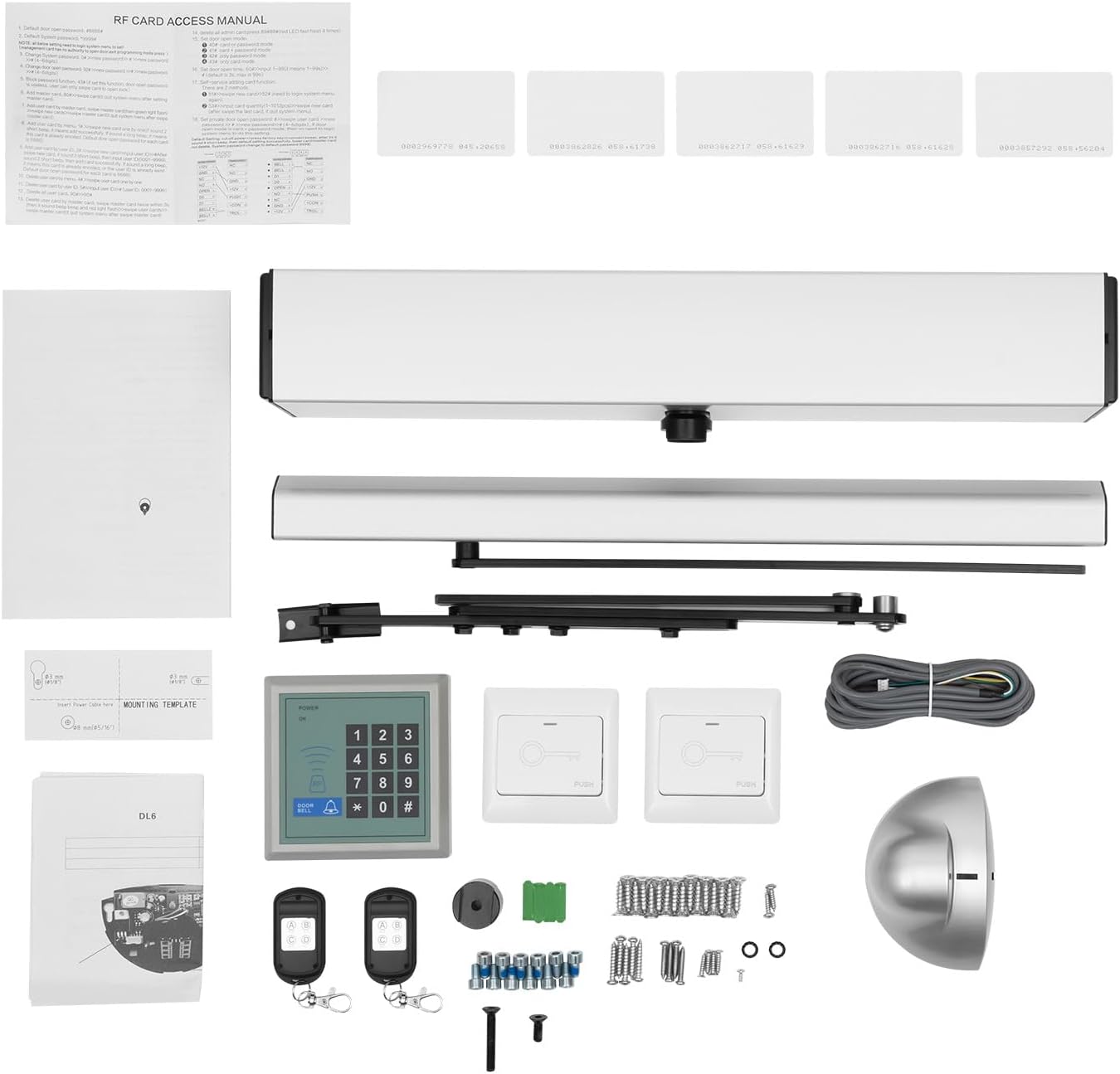 Automatic Swing Door Opener, Commercial Smart Handicap Door Opener for Disabilities Low Energy Swing Door Operator with Remote Controllers Control Panel Switches Handicap Door Opener for Offices 50W