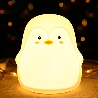 LOVERUIS Cute Night Light for Kids Penguin Night Light - Animal Lamp Silicone Night Light Nightlight for Kids Boy Girls Teenage Birthday Gifts with 7 Breathing Colors (Penguin)