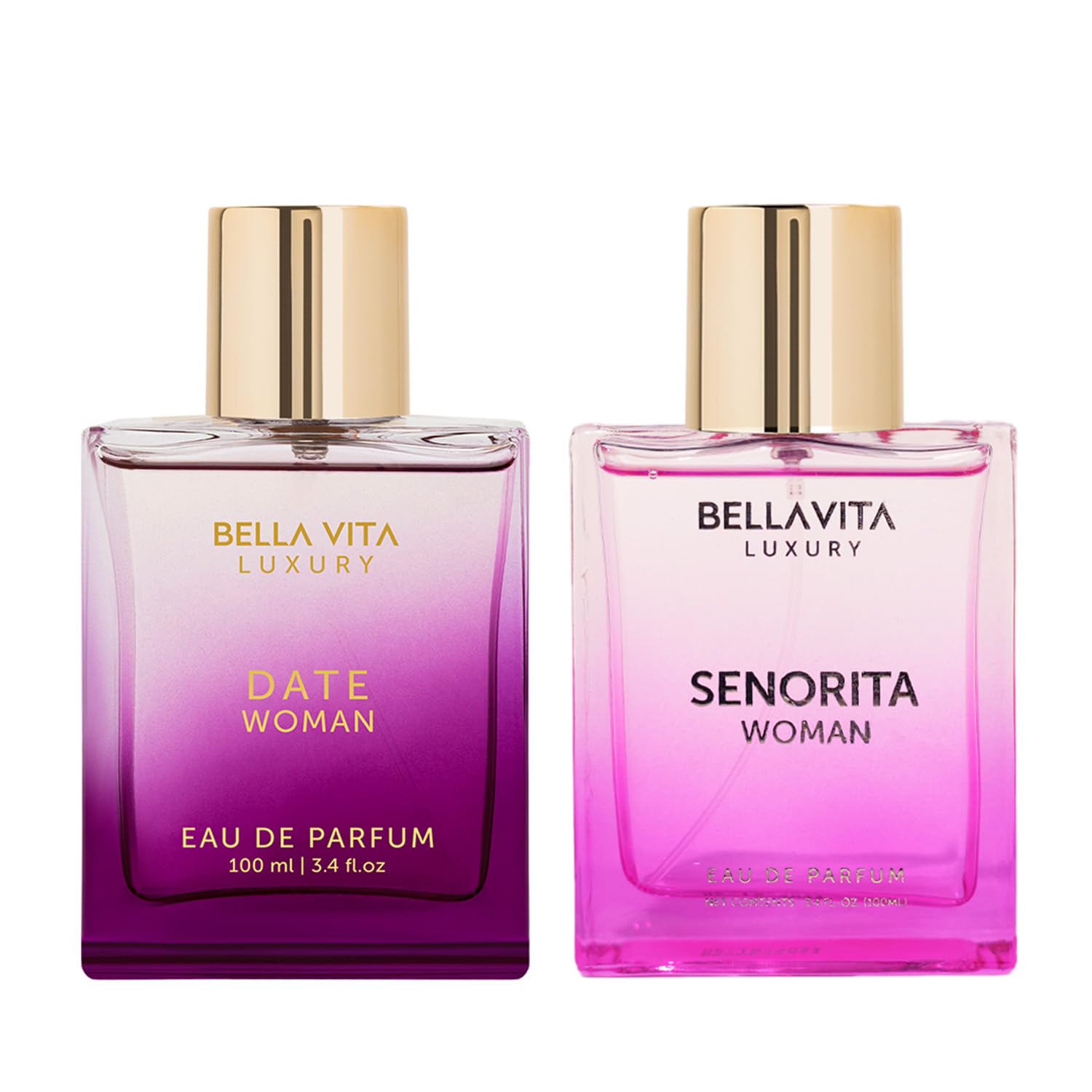 Bella Vita Luxury Gift Set Combo for Women - Senorita & Date Woman Perfume for Women | Floral, Mint, Peony, Jasmine, Pink Pepper | Long Lasting | Vegan & Cruely Free - 2 * 100 ML