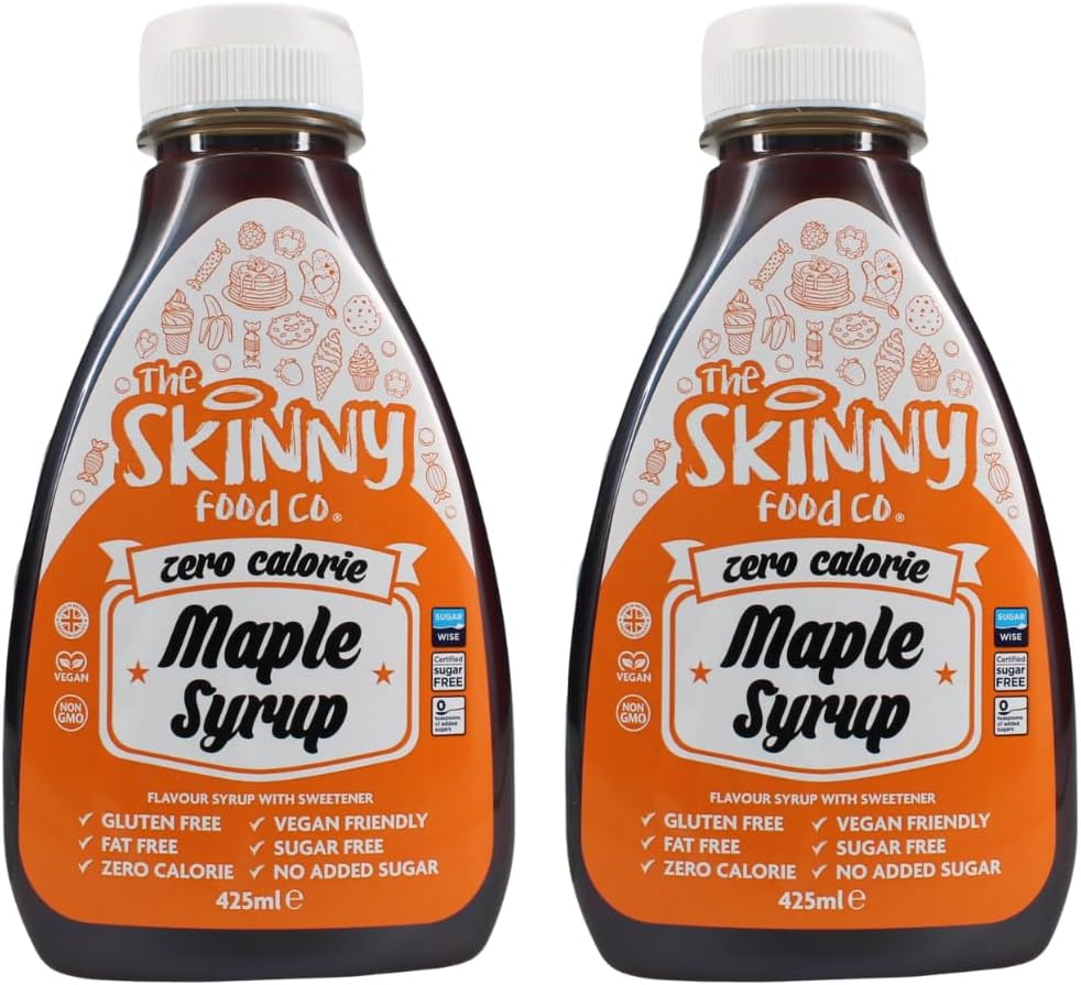 Skinny Food Syrup, Sugar Free Maple Syrup x 2! Zero Calorie Syrup For Breakfast, Snacks, Drinks & Desserts - Vegan, Gluten-free, Keto & Paleo Friendly Maple Syrup - Sugar Free Maple Syrup