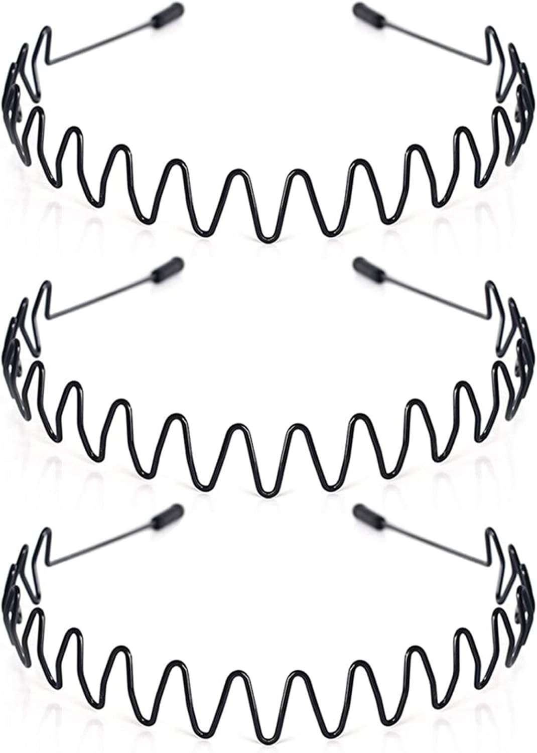 Hair Bands for Men, Non-Slip Sports Fashion Headband, Mens Metal Hair Band, Hair Hoop for Outdoor Sports, Weddings, Daily Wear (3 Pieces)