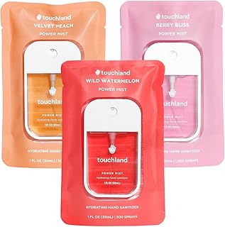 Touchland Power Mist Hydrating Hand Sanitizer Spray, JUICY Trio Set (Watermelon, Peach, Berry), 1 FL. OZ. Travel Size (Set of 3)
