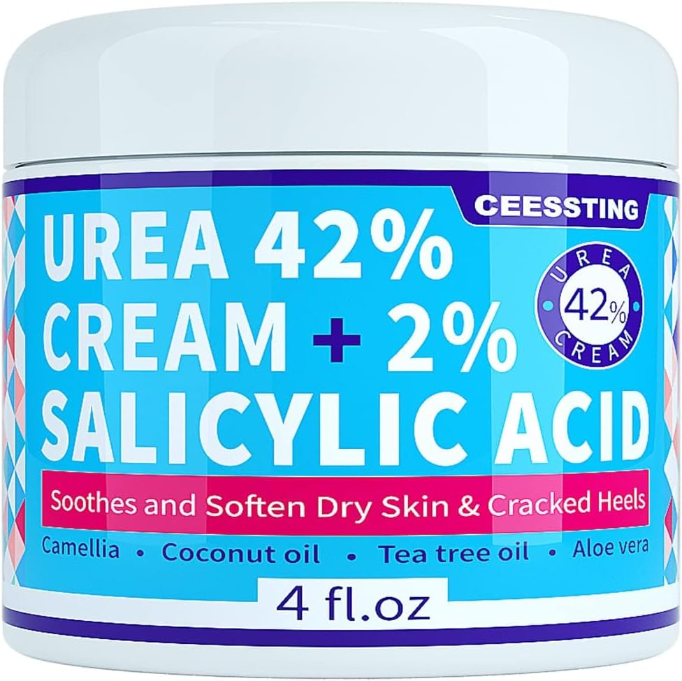 Urea Cream 42 Percent for Feet - 42% Urea Foot Cream with 2% Salicylic Acid & Hyaluronic Acid - For Feet, Hands, Heels, Elbows, Nails & Knees - 4 oz