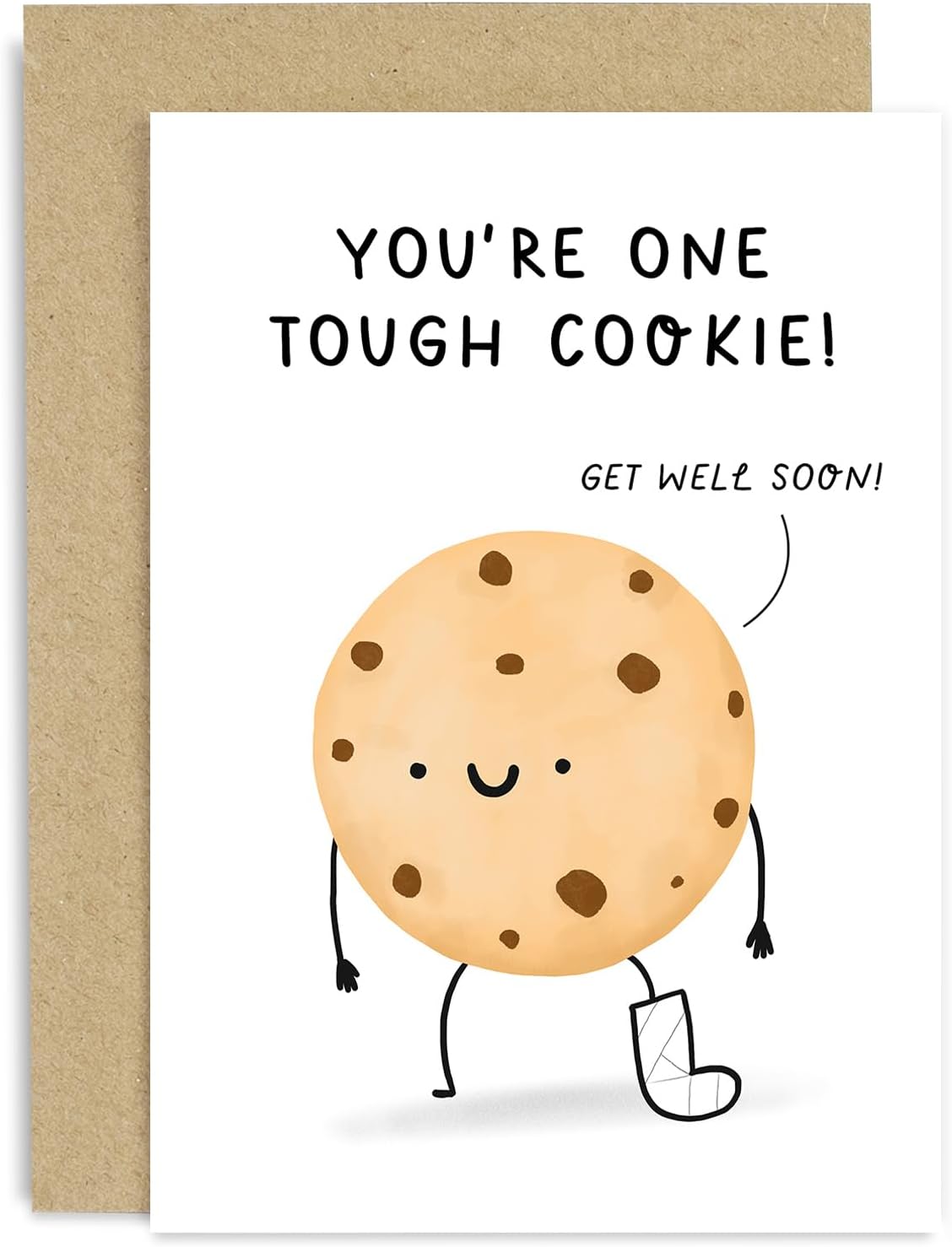 Old English Co. Funny Get Well Cards - 'Tough Cookie' Get Well Soon Gift - Cute Feel Better Card - Sympathy Speedy Recovery Card | Blank Inside