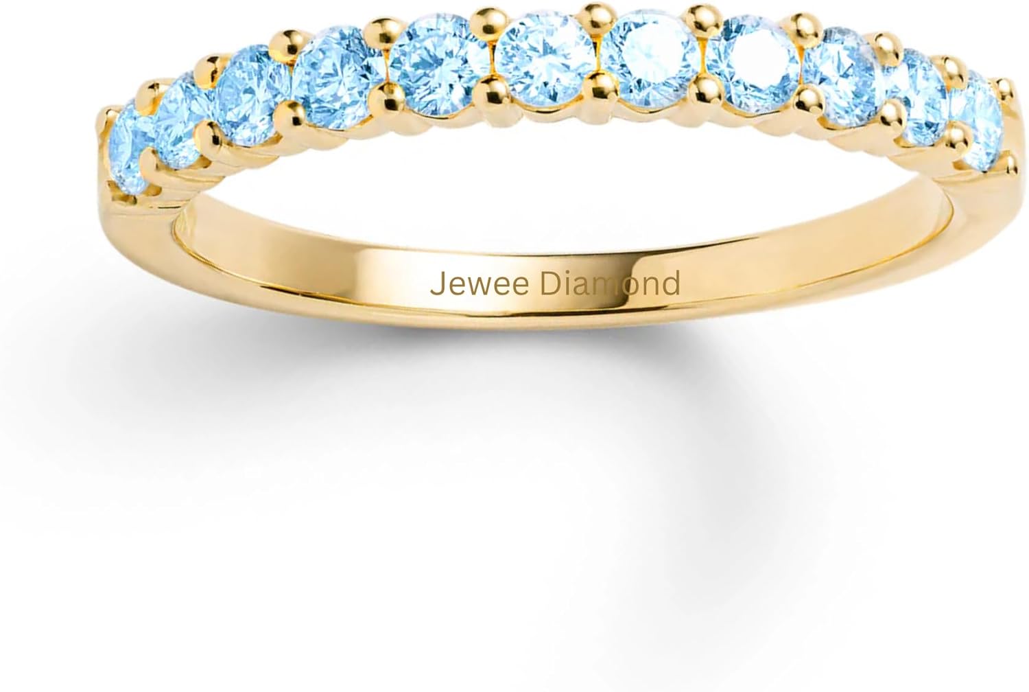 JEWEE DIAMOND 925 Sterling Silver Emerald Birthstone Ring for Women | Dainty May Birthstone Ring | Half Eternity Stackable Prong Set Ring | Mother’s Day Gift for Mom, Grandma, Bridesmaid, Her