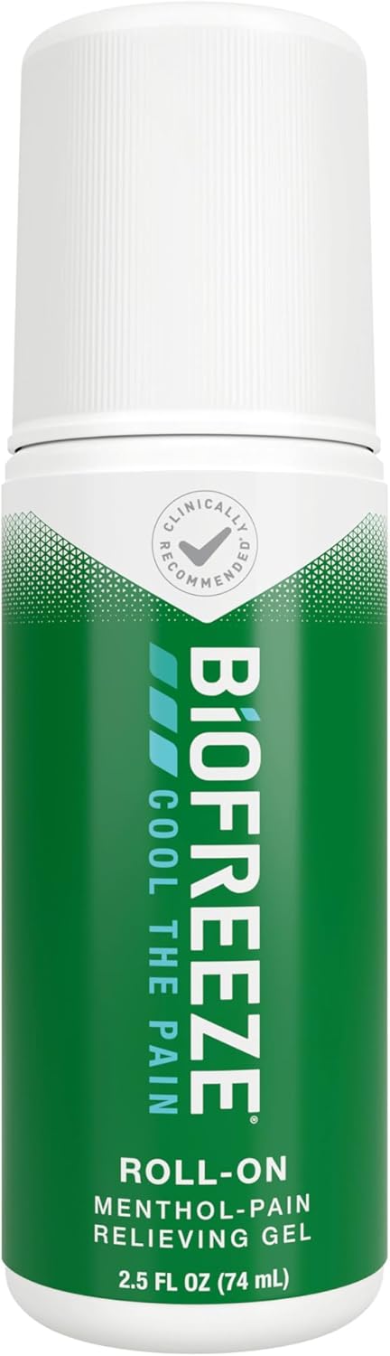 Biofreeze Roll On Pain Relief, Knee & Lower Back Relief, Arthritis Pain Reliever, Sore Muscle Relief, Neck Pain Relief, Cooling Joint Pain, FSA Eligible, Menthol Gel 2.5 Fl Oz