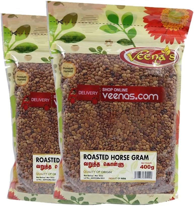 Veenas | Roasted Horse Gram |Indian Origin | Horse Gram Seeds | Raw, GMO Free, Whole Grain, Vegan, High Fibre | 400gm (Pack of 2)