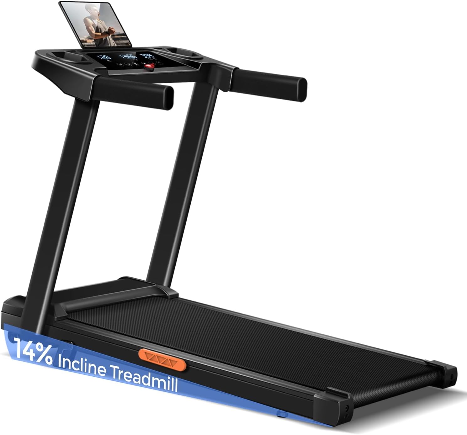 3-in-1 Treadmill with 14% Incline, Portable Treadmills for Home with Handle, Foldable Treadmills with 300 Lbs Weight Capacity, 3.0HP Quiet Walking Pad Treadmill, Three Touch Screen