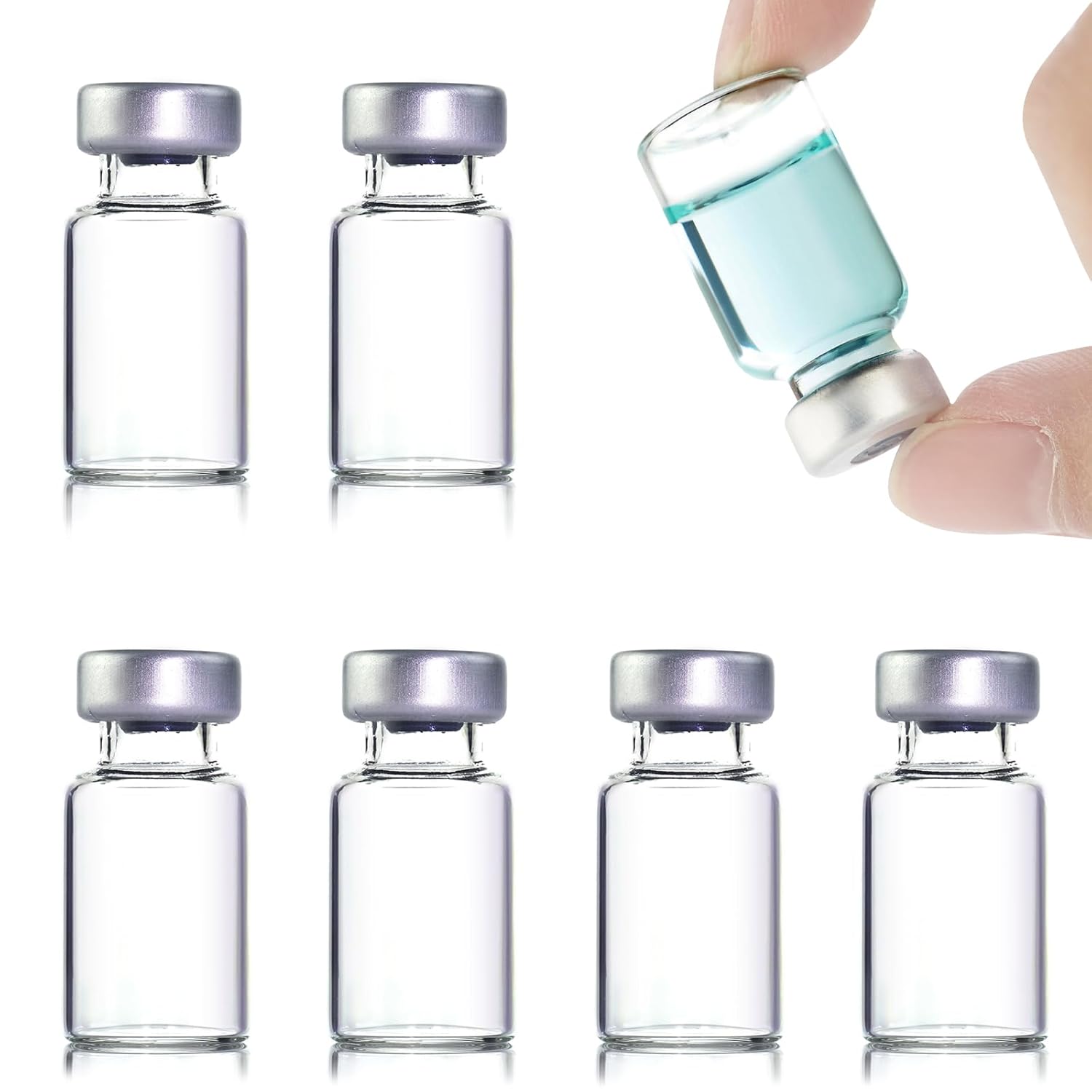 10 Pcs 3ml Sealed Sample Vials, Clear Bottom Headspace Vial, Transparent Glass Vials with Self Healing Injection Port