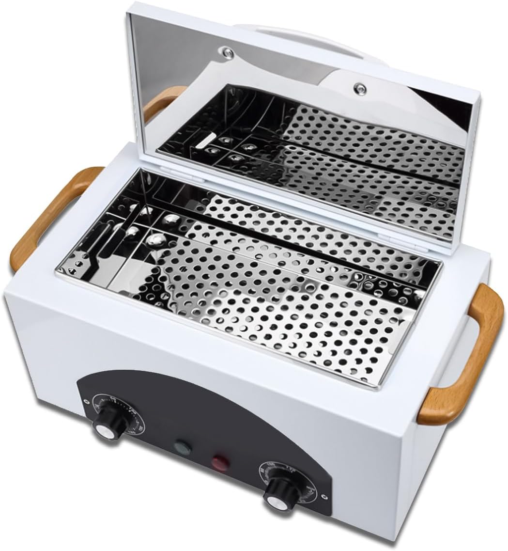 300W High Temperature Metal Tool Cleaning Box with Timer SPA Manicure Pedicure Salon Barber Autoclave Sterilizers for Sundry Beauty Hair Nail (white)