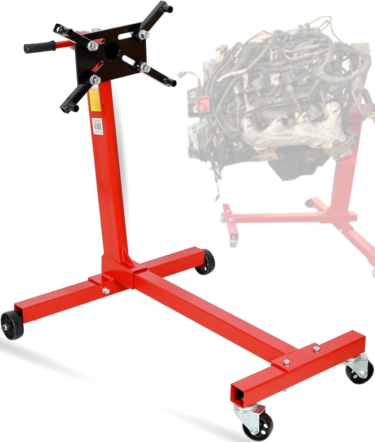 Pro 1000lb Steel Rotating Engine Stand Motor Hoist Automotive Car Truck 4 Leg Motor Lift Stand, Red