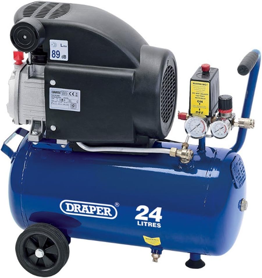 Draper 24980 Air Compressor, 24L, 230V, 1.5Kw, Blue