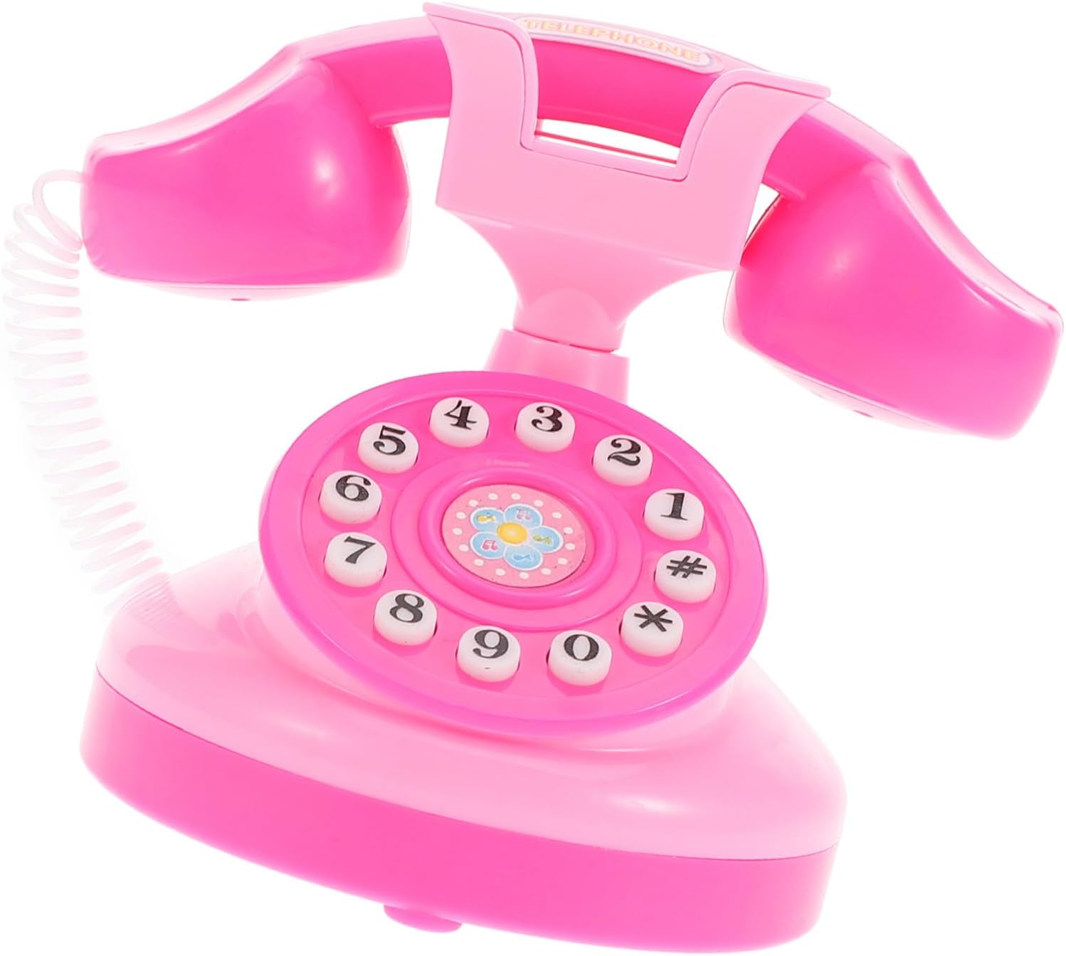 FELTECHELECTR Miniature Toy Rotary Phone for Kids Pink Vintage Corded Landline Phone Educational Pretend Play Toy for Toddlers and Children Interactive Role Play Game