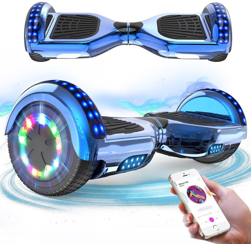 RCB Hoverboards for Kids and Adults 6.5 inch, Hoverboards with Bluetooth - Speaker - Colorful LED Lights, Hover Board Gift for Kids and Teenager