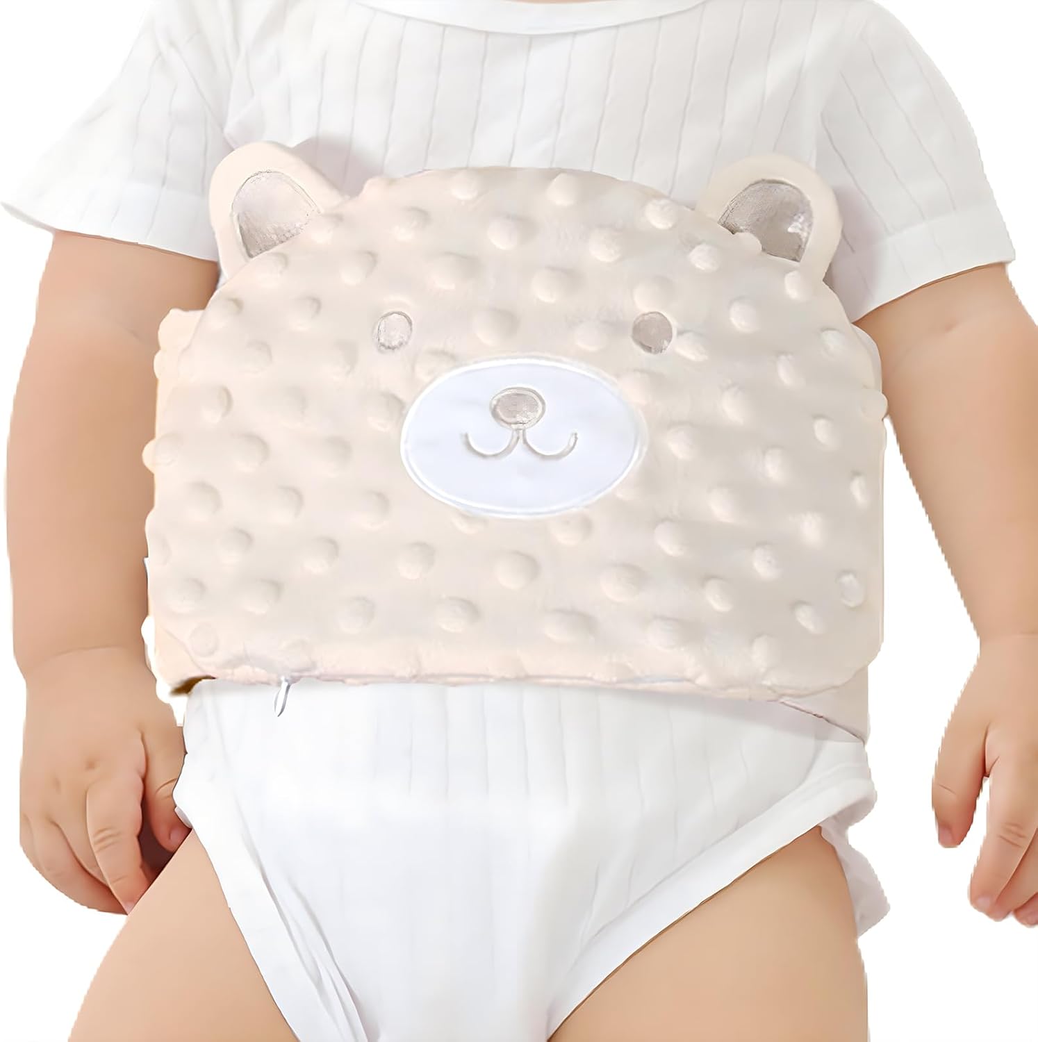 ISANPAN Baby Colic and Gas Relief - Cassia Seed Heated Tummy Wrap,Baby Heating Pad Swaddle Belt Relieves and Soothes Gas,Bloating and Upset Stomach (Beige)