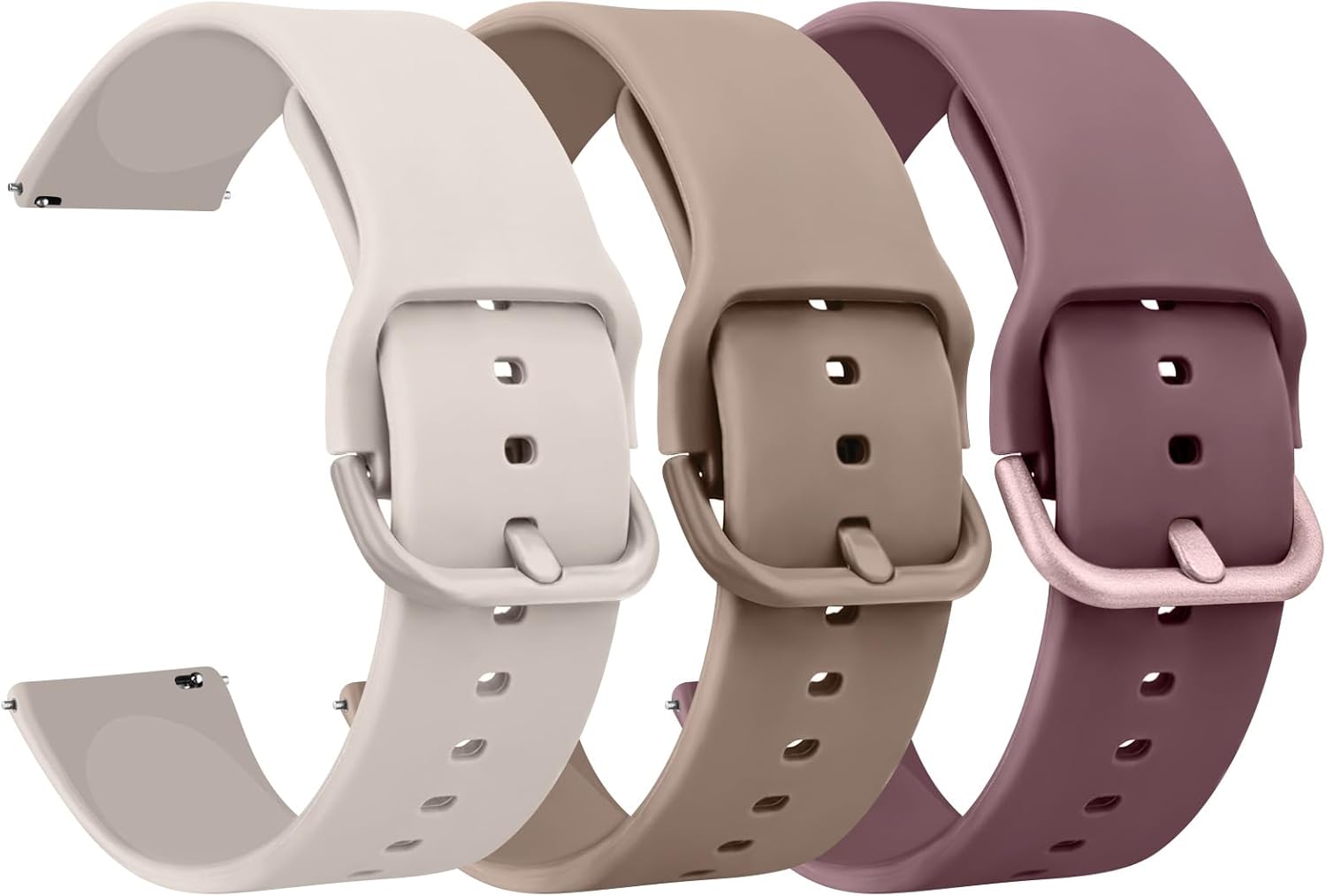 AK Pack 3 Watch Bands 20mm 22mm for Women Men, Replacement Straps Band for Smart Watch, soft skin-friendly silicone quick release, smart watch wristband