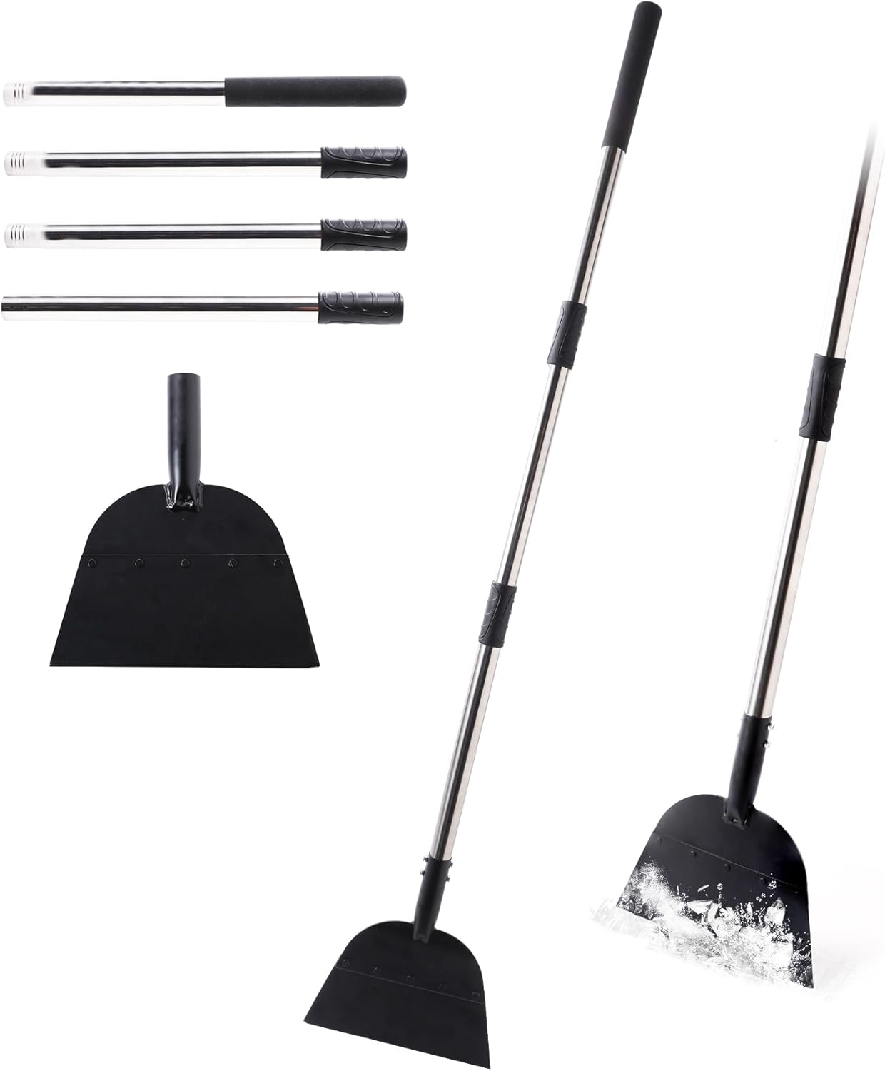 Yocada Snow Shovel ice Scraper Tool 66.3 inch Tall Long Handle Heavy Duty Snow Ice Remover Scraper Weed Removal Tool for Driveway Walkway Road Outdoor Garden Lawn