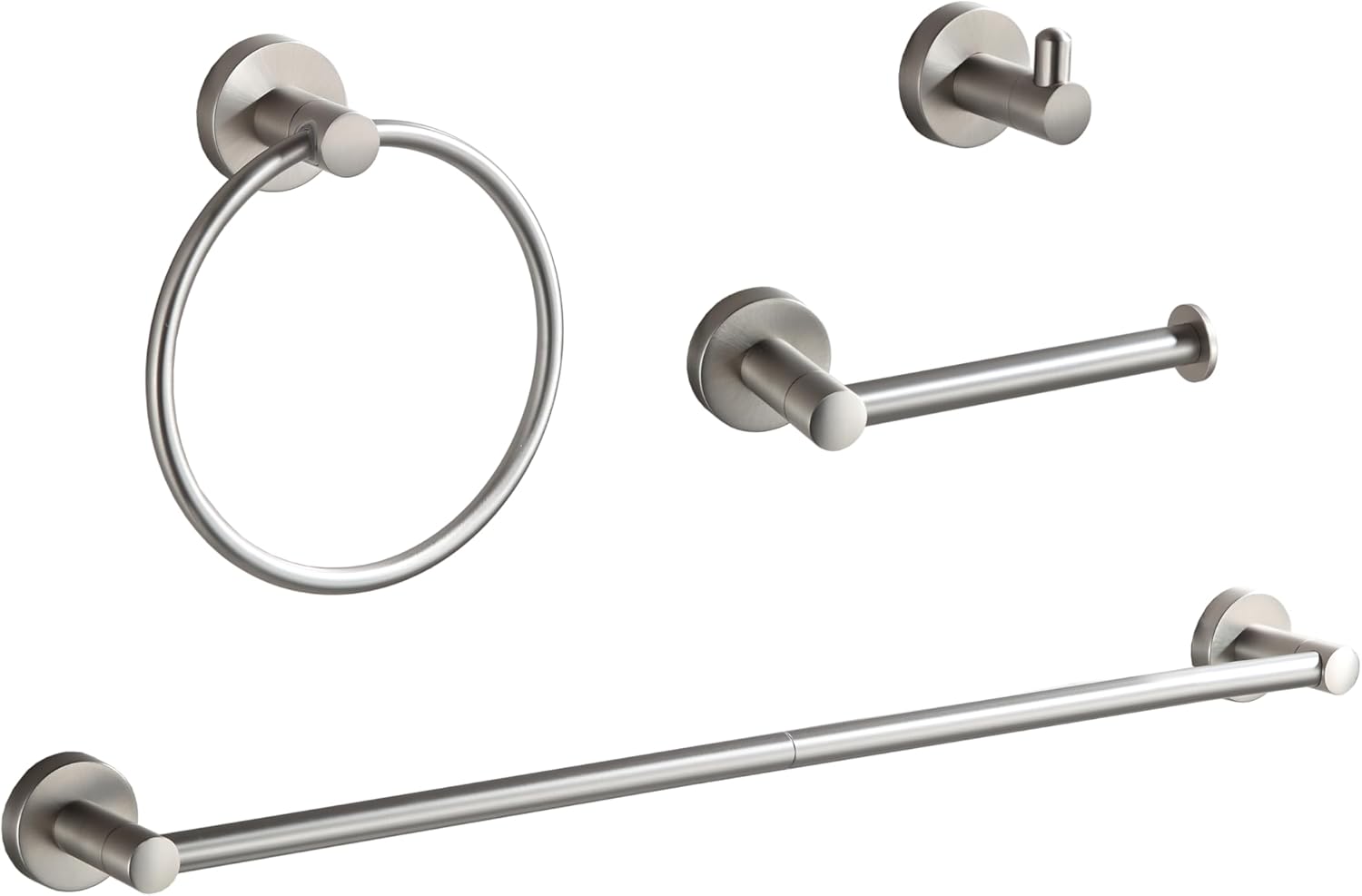 BGL Bathroom Accessory Set Brushed Nickel 4-Pieces Bathroom Towel Rack 24 Inches Adjustable Bathroom Hardware Set