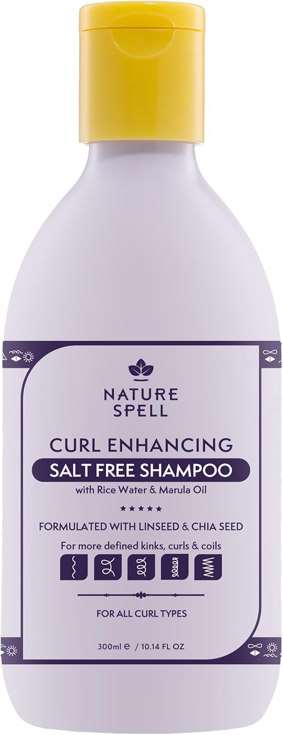 Nature Spell Curl Enhancing Shampoo, Defines and Repairs, with Rice Water & Linseed, For All Curl Types, Vegan, 300ml