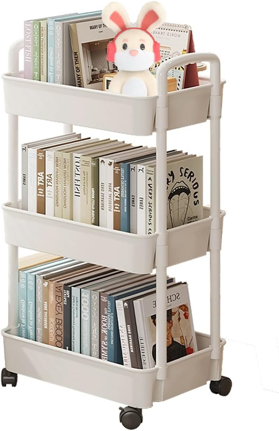 item_name to: SULIVES 3-Tier Storage Trolley on Wheels, Rolling Utility Cart with Handle and Lockable Wheels, Kitchen Storage Organizer for Bathroom, Bedroom, Office, Beige