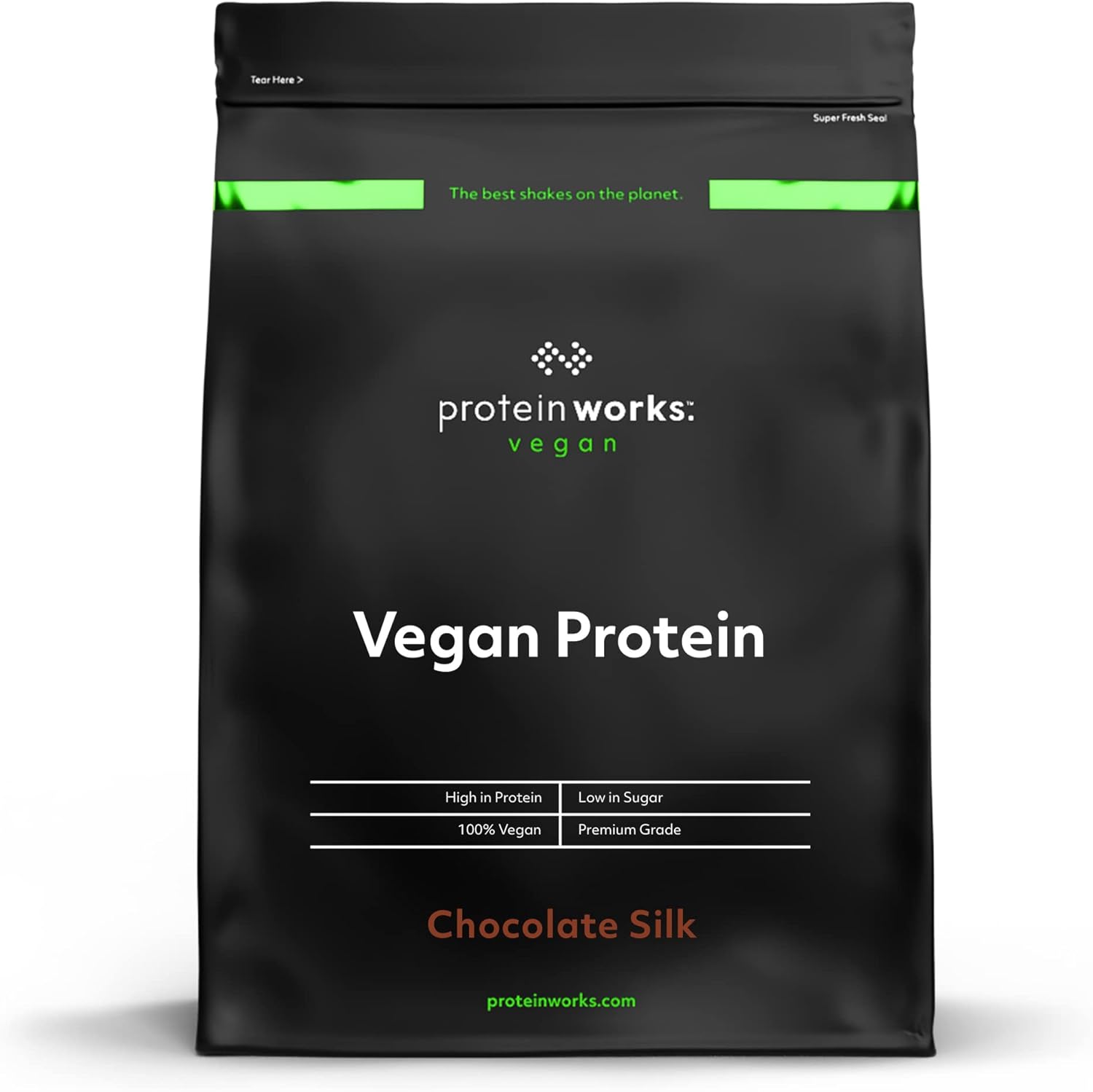 Protein Works - Vegan Protein Powder, Chocolate Silk, 66 Servings, 100% Plant Based & Natural, Premium Multi-Protein Blend, Low Fat Shake, Low Calorie Shake, 2kg