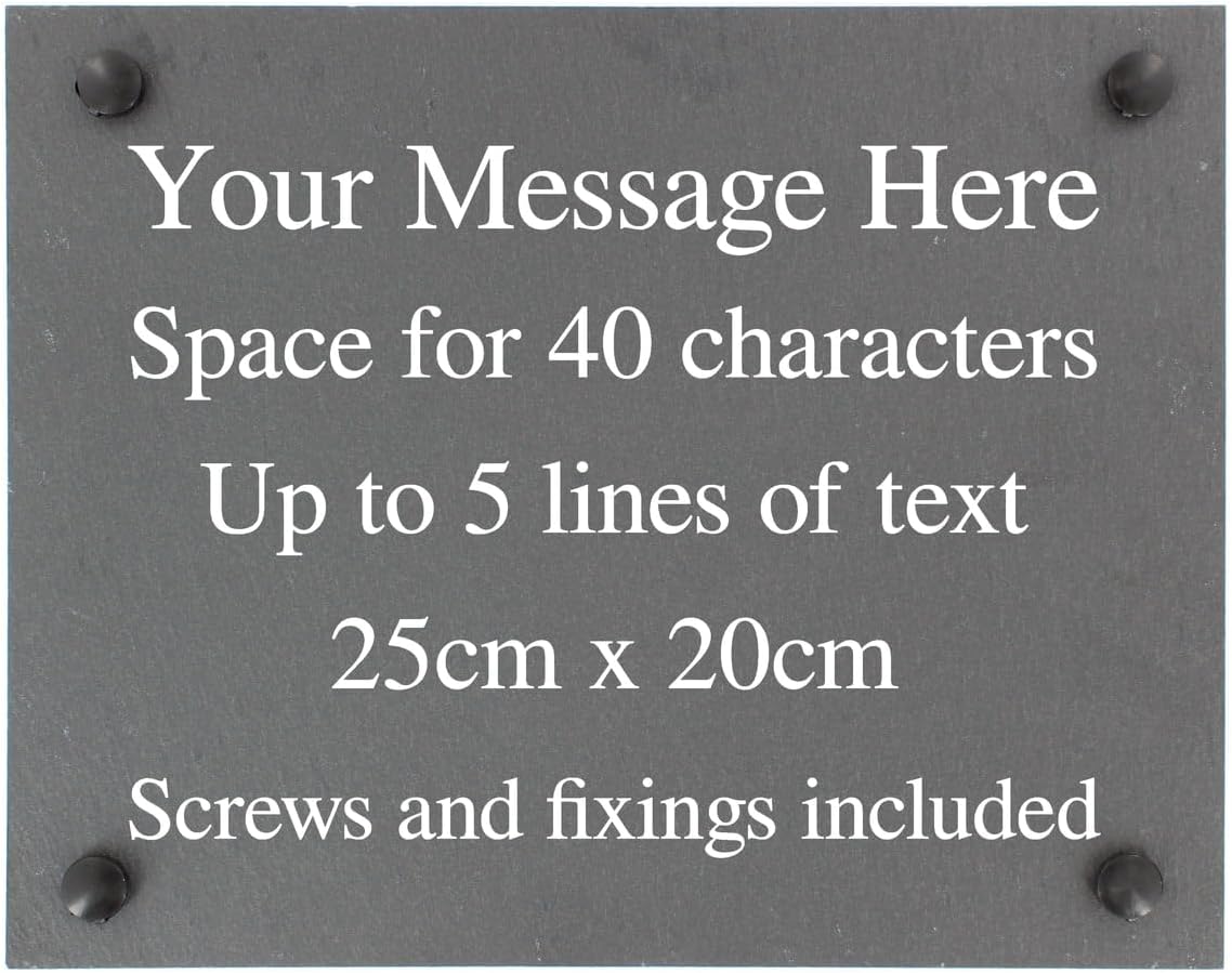 Personalised Large Natural Slate Plaque Sign with wall fixings - 25x20cm - Garden, Shed, House, Yard sign
