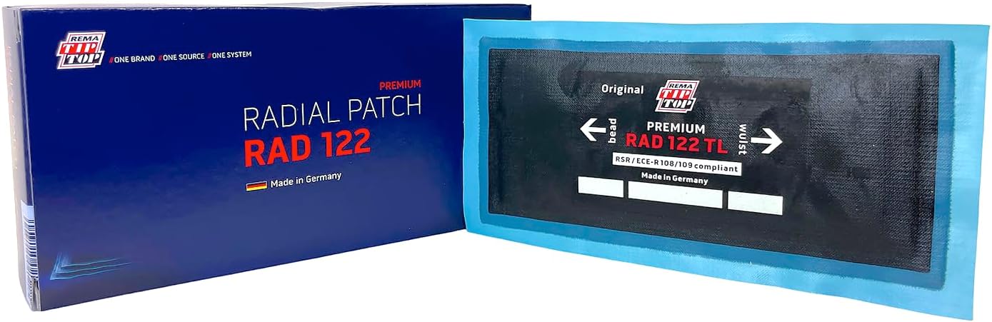 Rema Tip Top RAD122 Radial Tire Patches – 6-7/8" x 3" Self-Vulcanizing Flat Tire Universal Repair Patches – 10 Count
