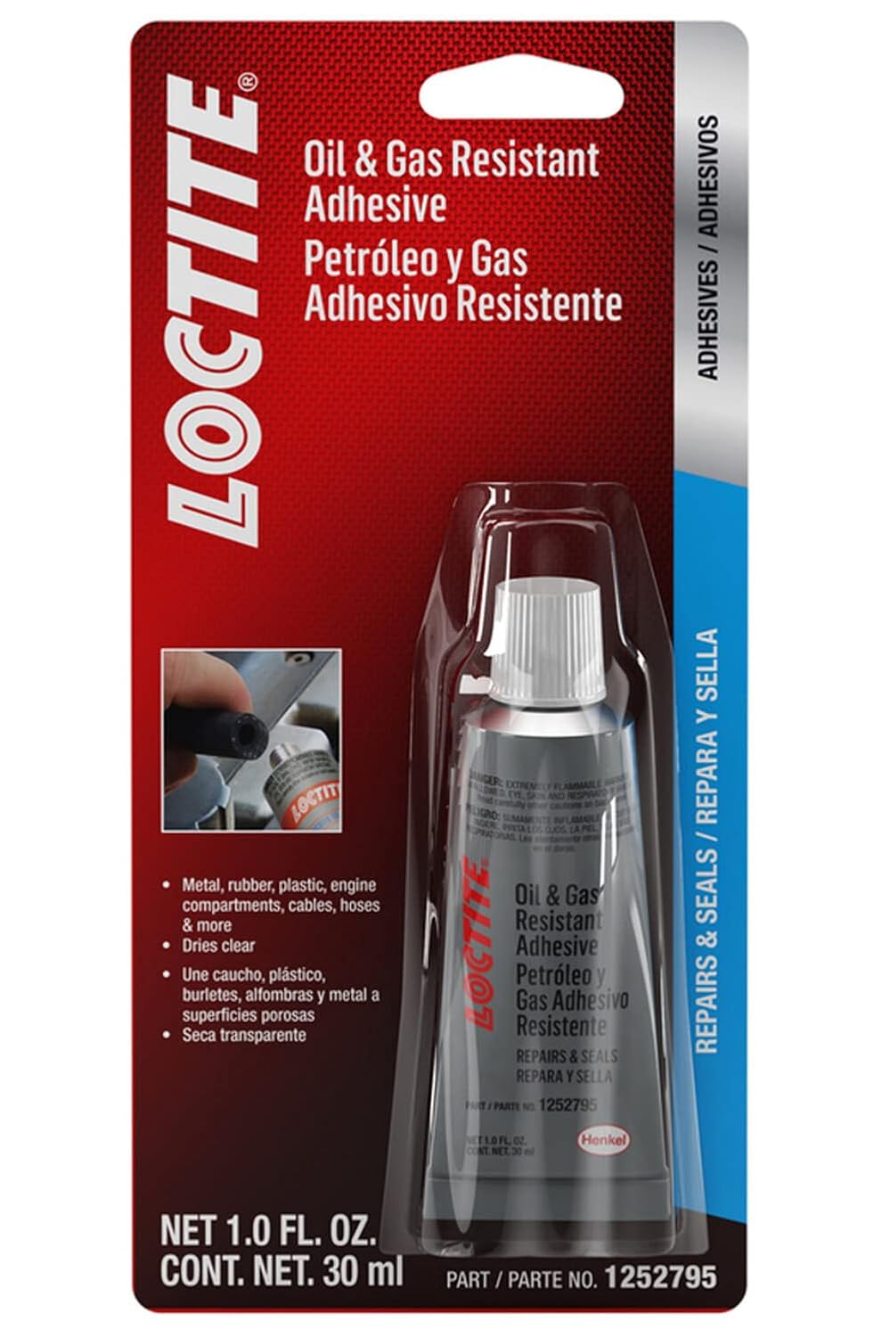 LOCTITE 1252795 Oil & Gas Resistant Adhesive Sealant for Automotive: High Performance, Multi-Purpose, Dries Clear, Anti-Freeze Resistant, Multi-Purpose | 30 ml Tube (PN: 1252795)