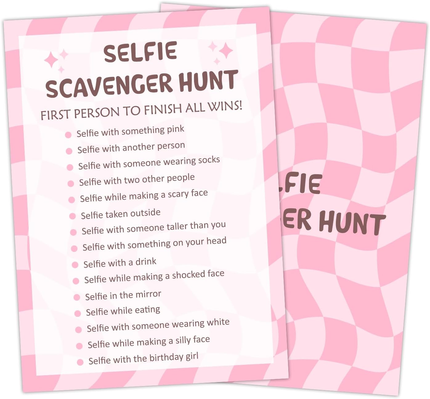 Birthday Party Games Card - Selfie Scavenger Hunt, Bday Party Games for Teen Girl Adult, Set of 20 pcs Game Cards, Birthday Party Favor Activity Sleepover Party Decor Supplies - FS270