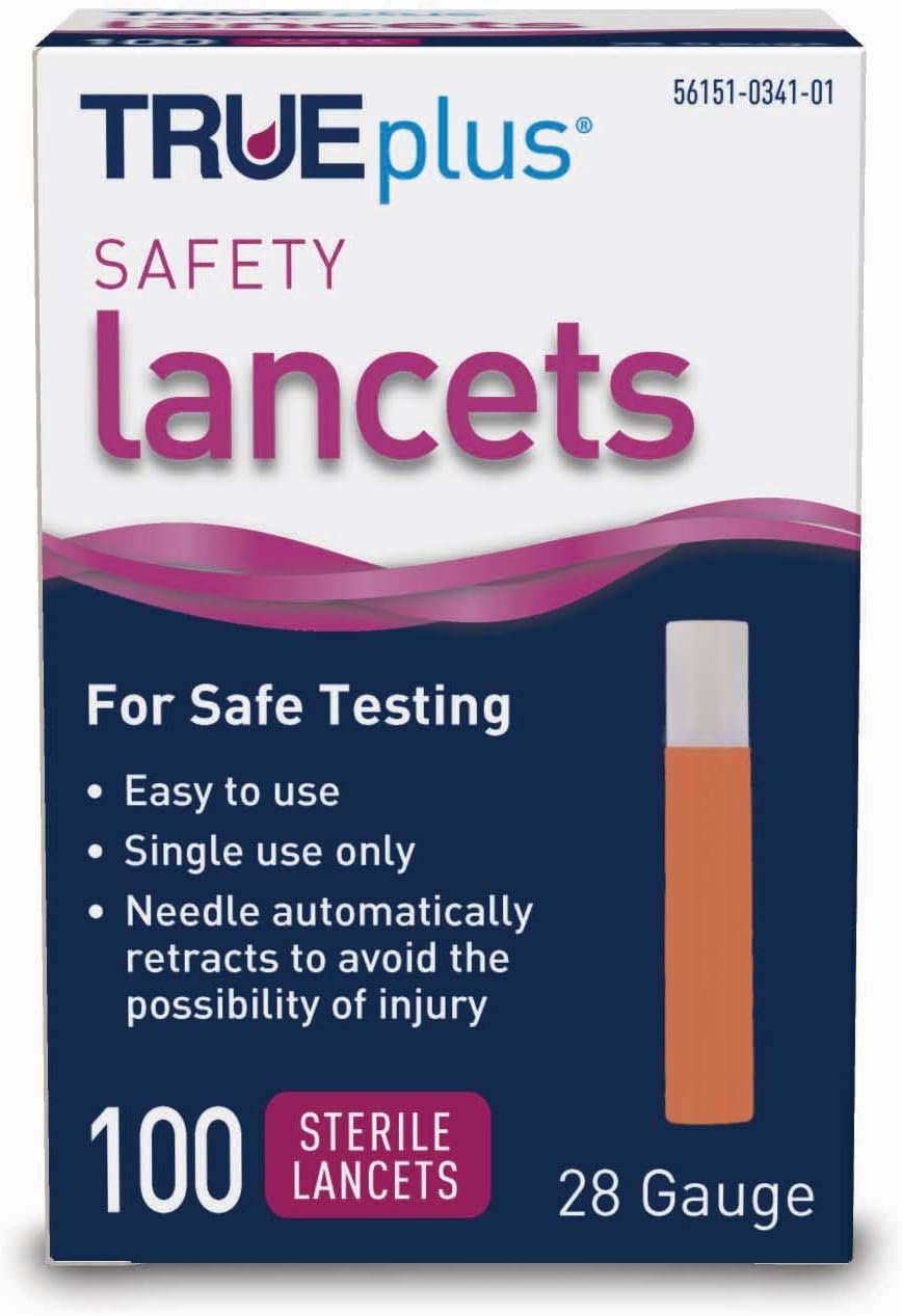 TRUEplus® 28g Safety Lancets 100ct