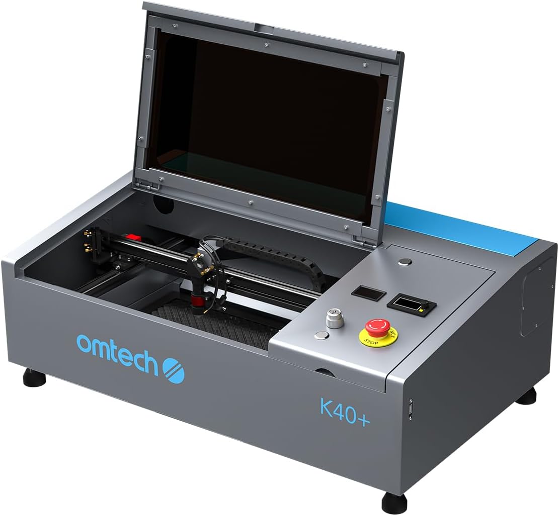 OMTech K40+ 40W CO2 Laser Engraver, 200x300mm Desktop Laser Engraving Machine for Home Use,300mm/s Laser Engraver Cutter with Adjustable Laser Head Air Assist for Wood Glass More