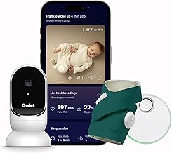 Owlet® Dream Duo Smart Baby Monitor: FDA-Cleared Dream Sock® plus Owlet Cam - Tracks & Notifies for Pulse Rate & Oxygen while viewing Baby in 1080p HD WiFi Video - Deep Sea Green
