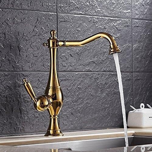 Shower Head Kitchen Sink Faucet for Bar Farmhouse Commercial, Brass Kitchen Sink Water 360 Rotate Swivel Faucet Mixer, Single Hole Black Mixer Tap, Ve