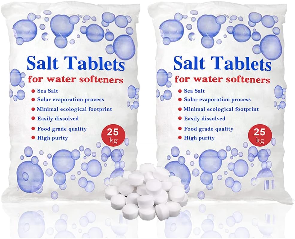 25 Kg Salt Tablets Water Softener, salt pellets water softener, Compatible to all Water Softner salt tabs ,100% Genuine British salt tablets for salt water softener of Premium Quality (2 Bags)