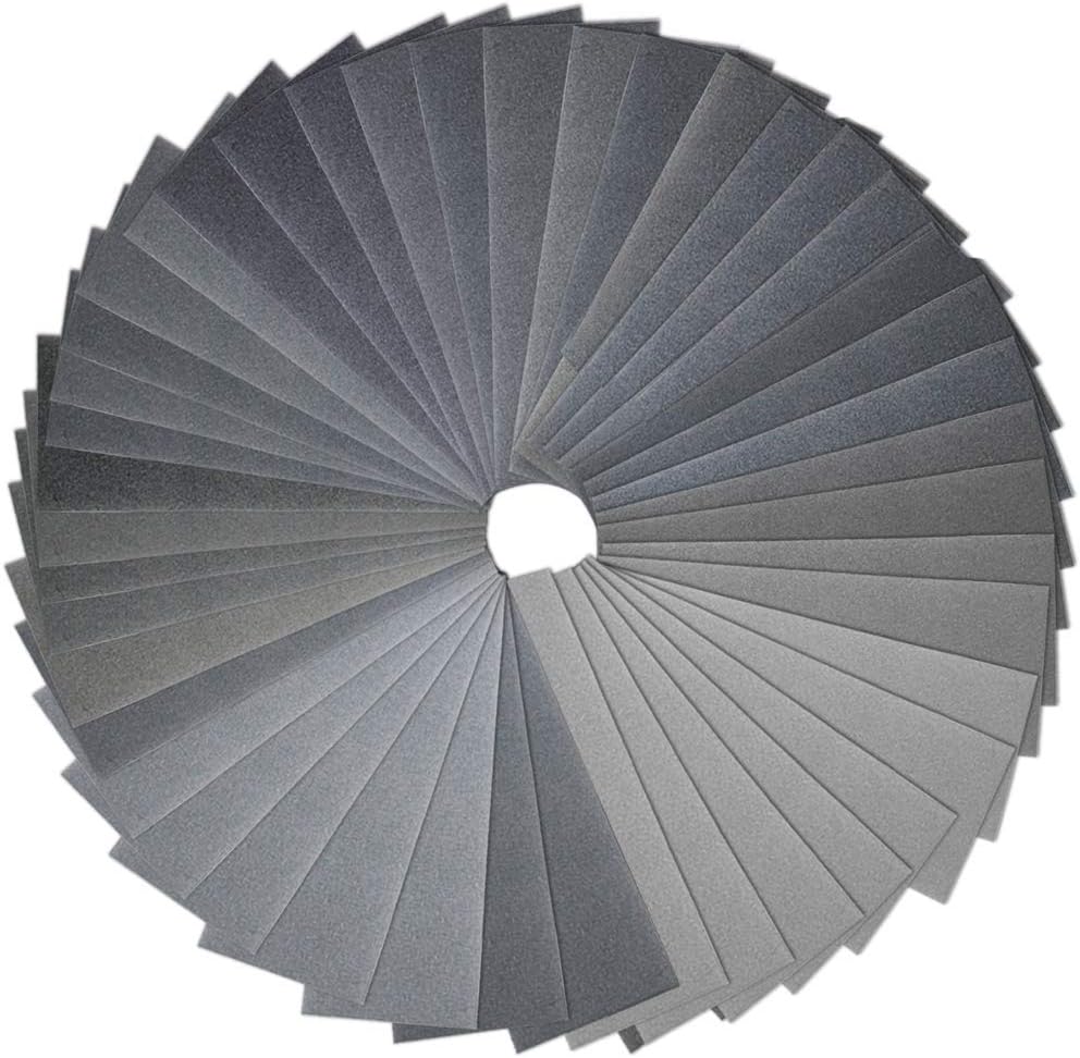 Anezus 90Pieces Sandpaper Assortment 400 to 3000 5000 7000 Grit Wet Dry Fine Sand Paper Assortment for Automotive Sanding Car Painting Wood Furniture Finishing