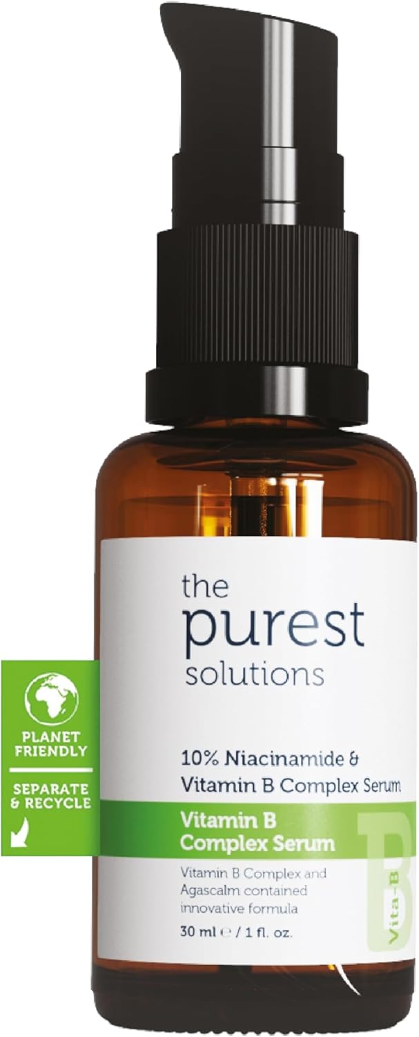 The Purest Solutions Vitamin B Complex Serum (Niacinamide 10% + Vitamin B Complex) - Anti-Sensitization, Anti-Redness, Restorative - Vegan | Cruelty Free | Eco Friendly (30 ml)