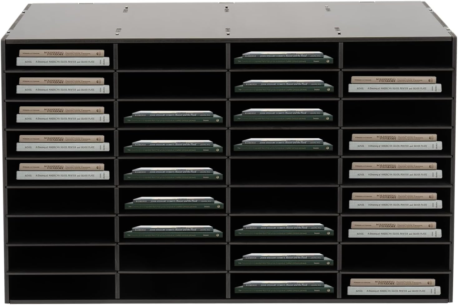 Literature Organizer with 36 Compartments | Adjustable Desktop File Sorter Mail Center for Home, Office & Classroom | PVC Paper Storage Cabinet with Shelves, Black