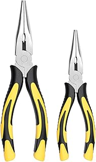 Premium VISE-GRIP Long Needle Nose Pliers- 8” & 6‘’, Paper Clamp Precision, High Carbon Steel, Soft Grip with Wire Cutter, Long Nose Cutting Pliers for Home, Fishing, Jewelry, Crafts,2pcs