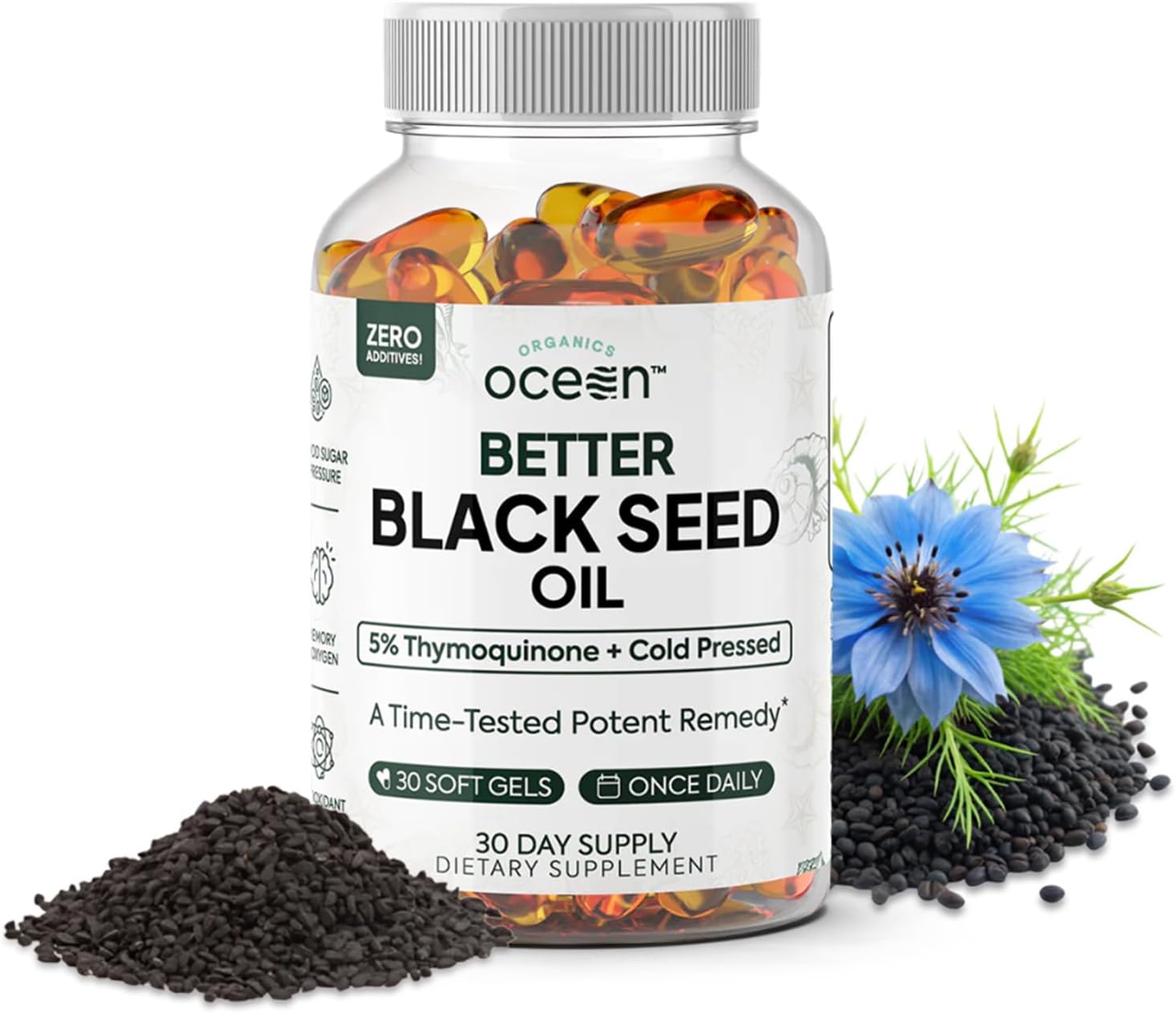 Better Organic Black Seed Oil Cold Pressed - Pure Nigella Sativa Oil for Immune Support - 5% Thymoquinone - Support Memory, Vitality, and Cellular Health