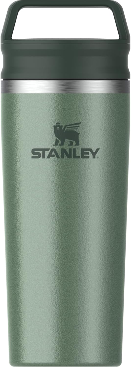 STANLEY Cafe To Go Travel Mug 16 oz | Leakproof Two-Part Drink Through Lid | Tumbler Cup for Coffee, Tea and Drinks | Insulated Stainless Steel Coffee Mug | BPA-Free | Hammertone Green