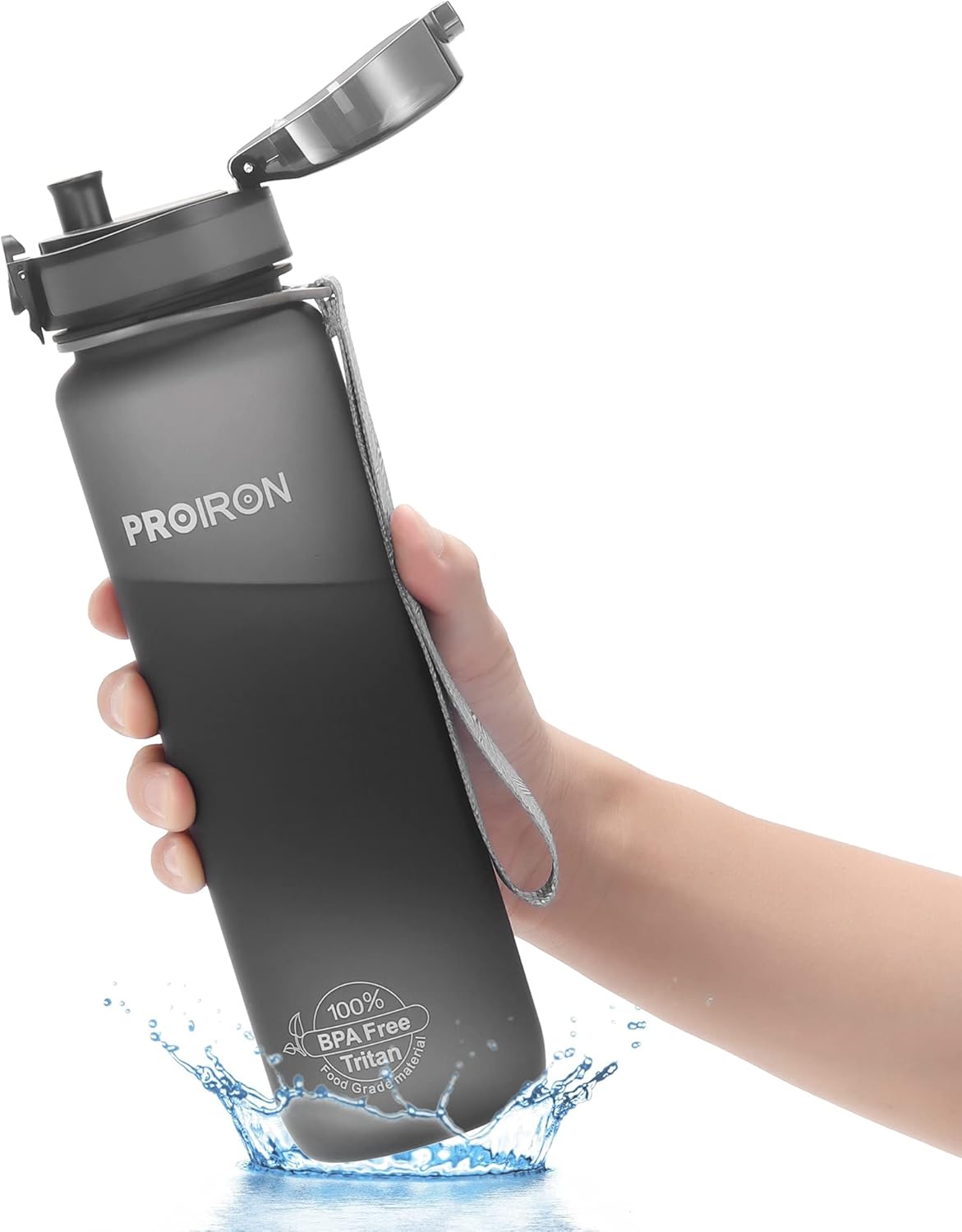 PROIRON Water Bottle 1L, 500ML Reusable Bisphenol A (BPA) Free Round Bottle for Bike, Running, Cycling, Gym, Leak Proof Sports Water Bottles with Flip Top Lid, Filter & Protein Shaker Included